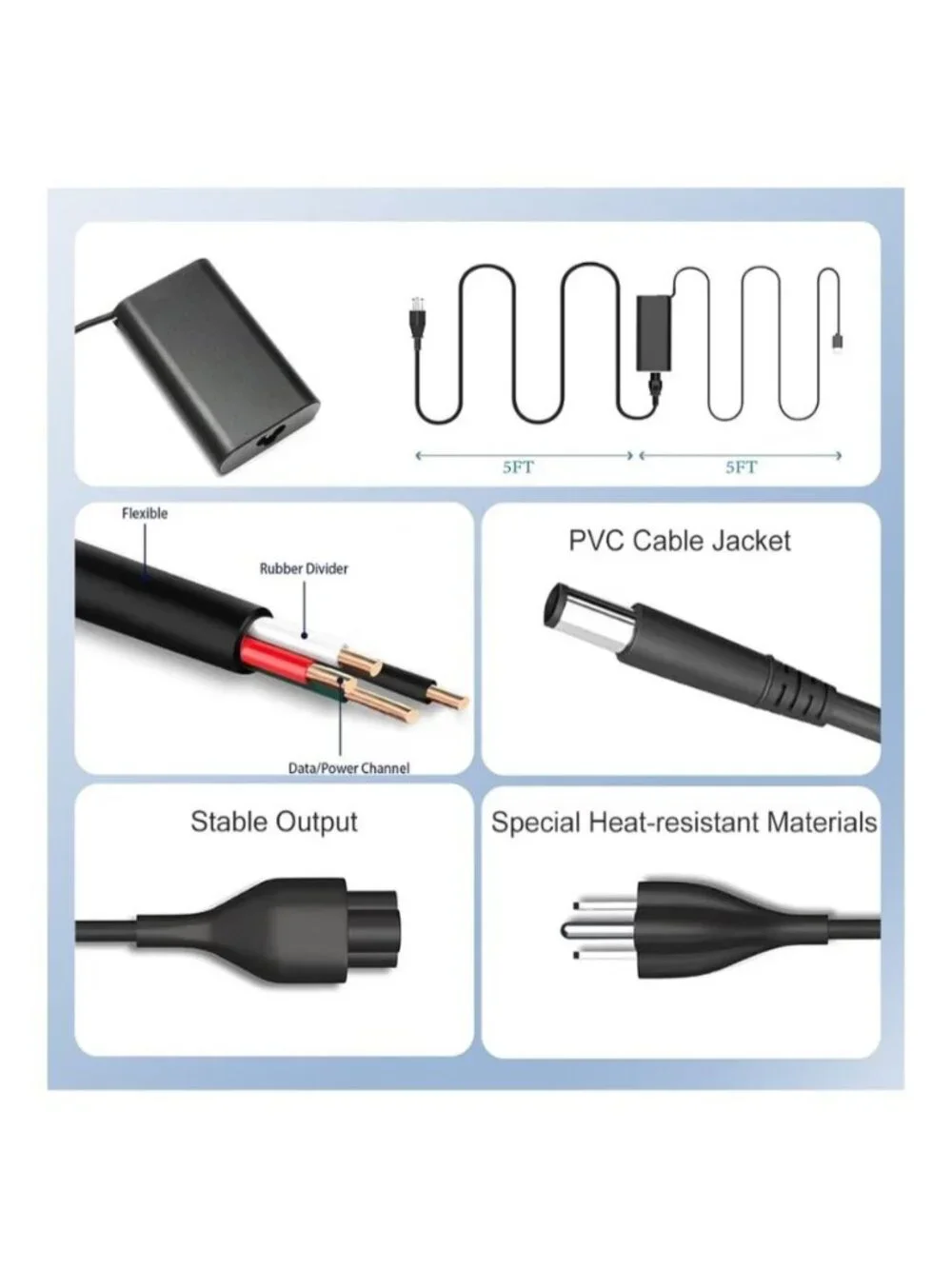 65W Laptop Charger Adapter Compatible With Dell Latitude 5400 5500 5480 5590